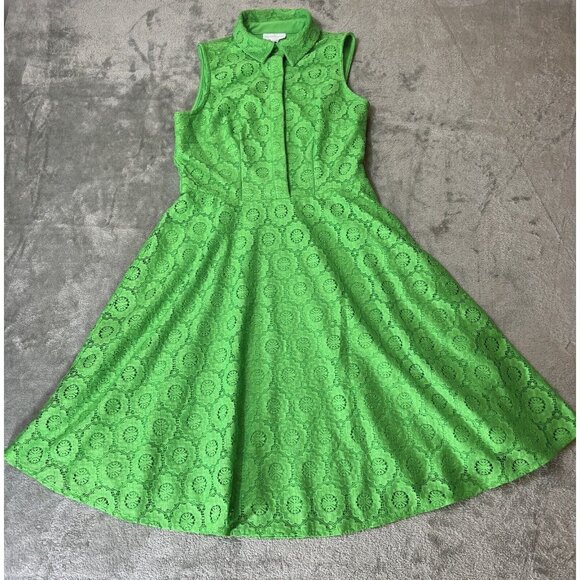 New York & Company Summer Green Lace Fit & Flare Sleeveless Dress Size 2 Retro - Picture 1 of 9